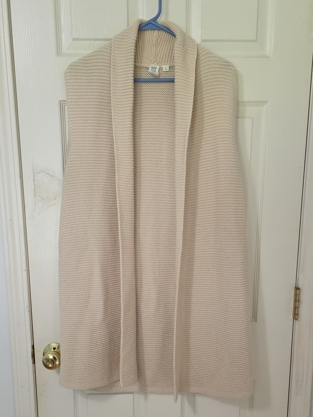 GAP Beige Open-Front Knit Vest
